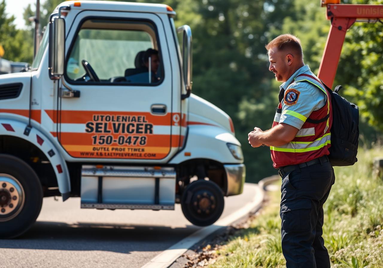 A Wolfpack technician helping a driver on the side of the road